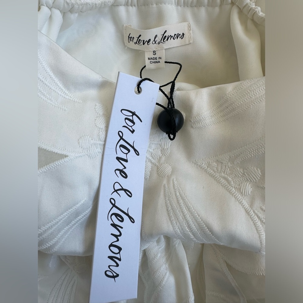 For Love & Lemons Evelyn Organza Babydoll White Floral Mini Dress - Picture 5 of 5